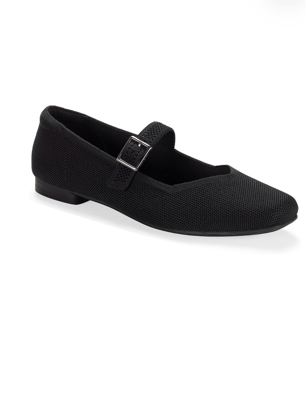Style & Co. Black Knit Mary Jane Flat with Buckle